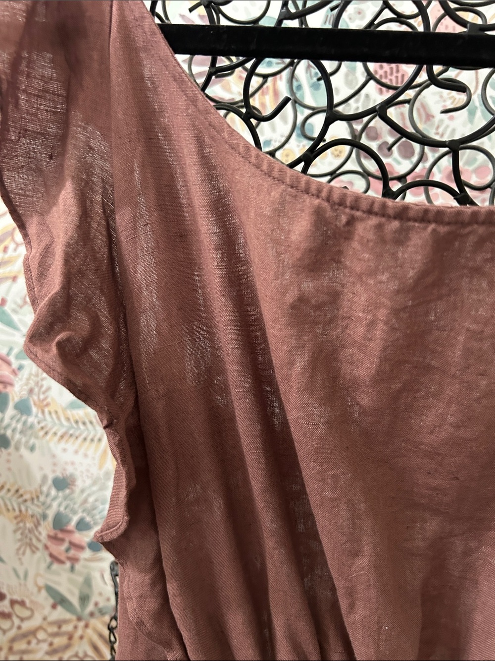 Free People Erin Skater Linen Blend Open Tie Back Mini Dress Brown Medium - Picture 4 of 9